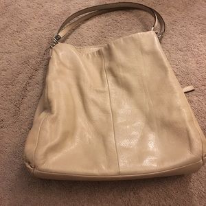 Beige leather coach bag/purse